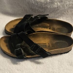 BIRKENSTOCK Yao Balance Sandals Slides Patent Leather Black Women's Sz 8/39